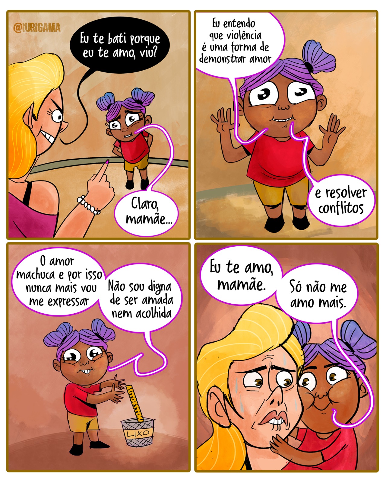 Eu te bati porque eu te amo, tirinha sobre violência e afeto