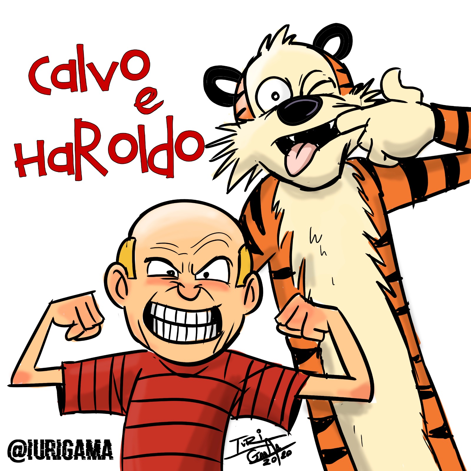 Calvo e Haroldo, cartum de Iuri Gama